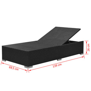 Loungegrupp för trädgården med dynor 3 delar konstrotting svart