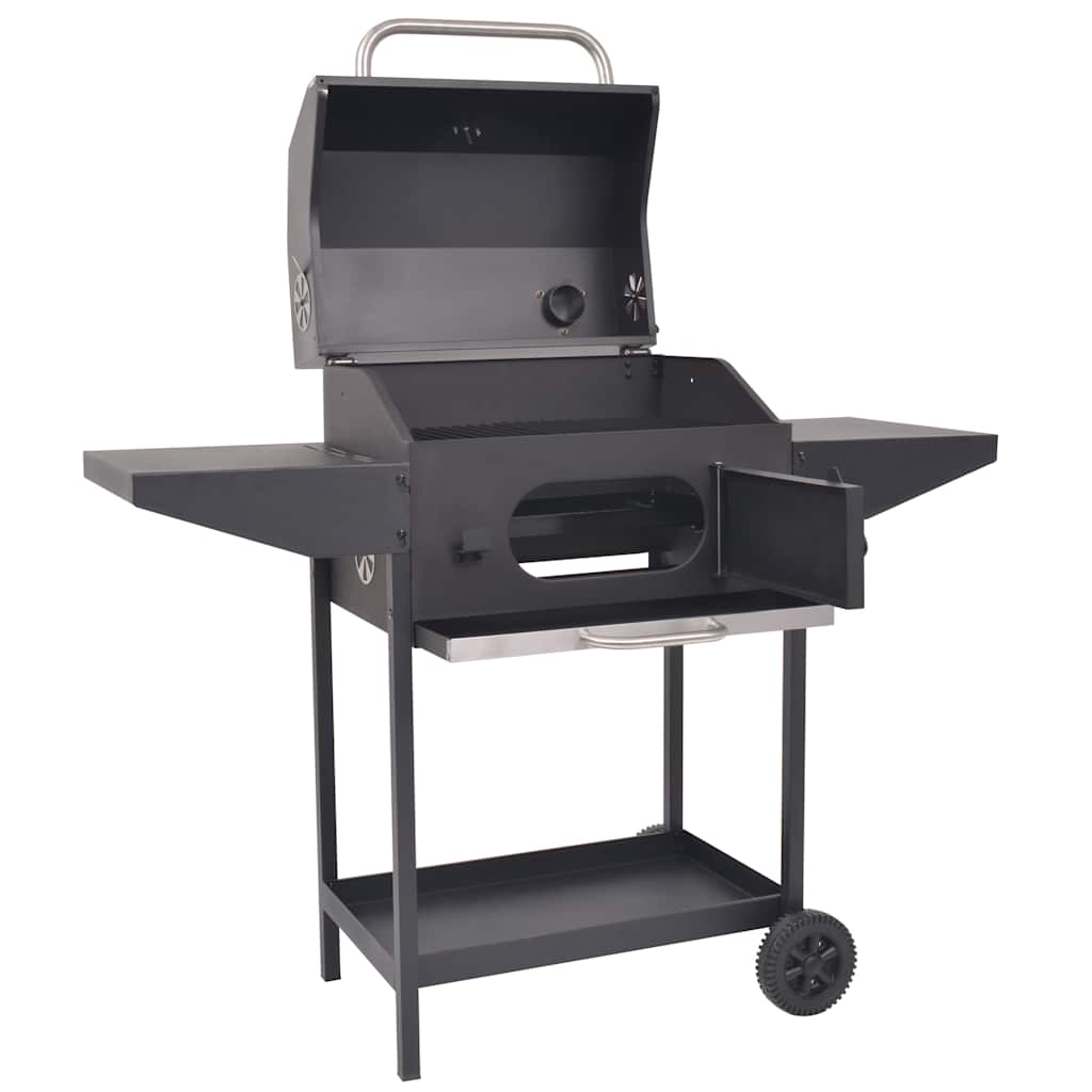 Rökgrill BBQ kol med nedre hylla svart