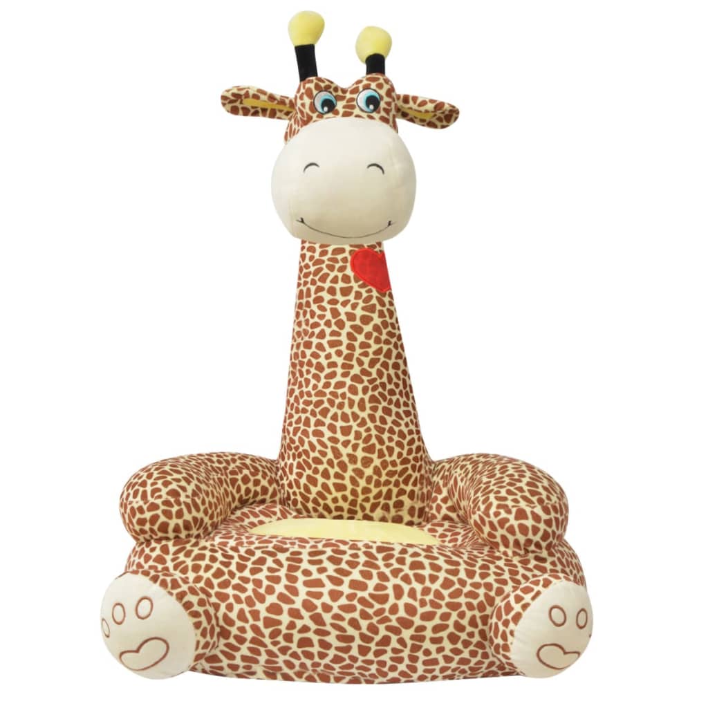 Barnstol i plysch giraff brun