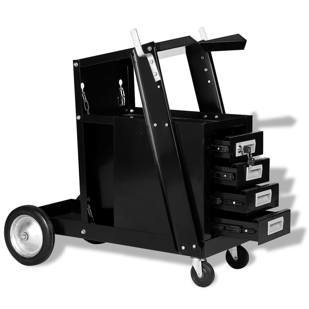 Svetsvagn med 4 lådor svart