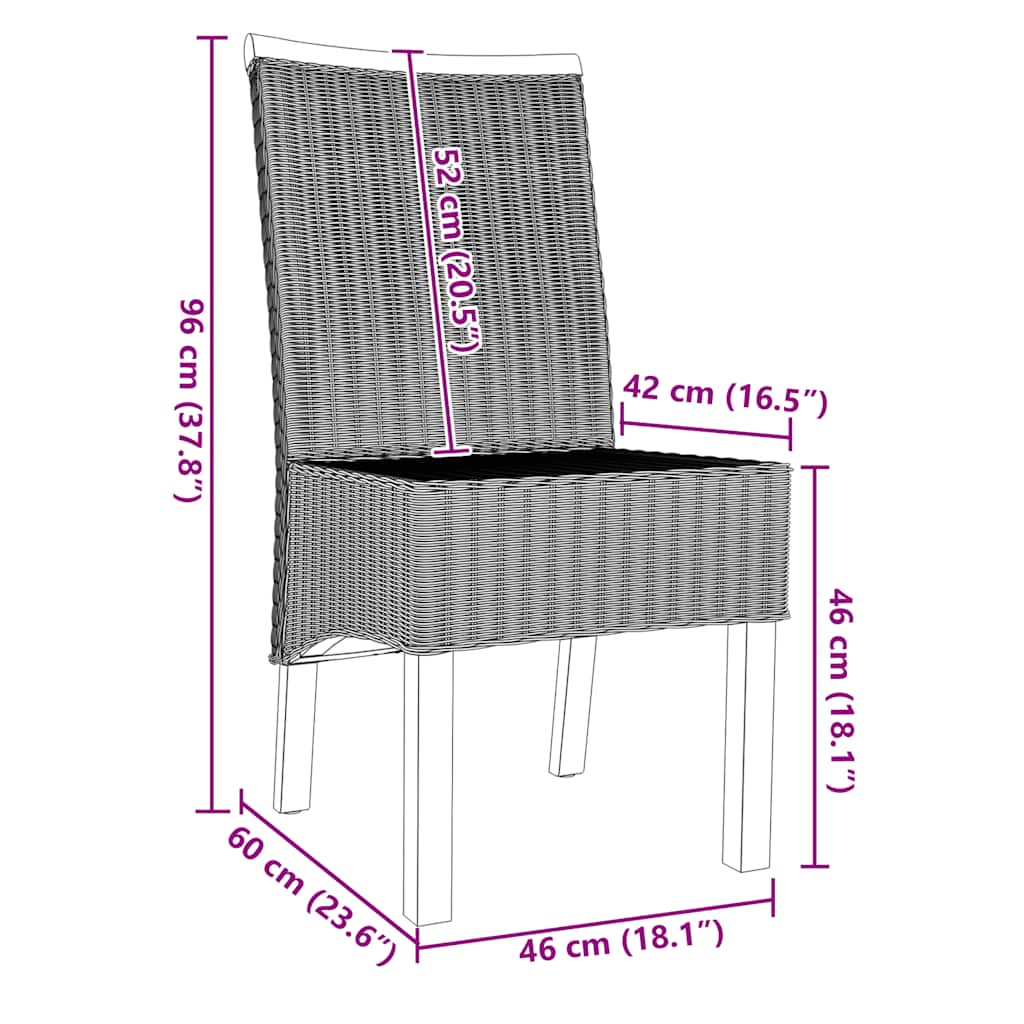 Matstolar 2 st brun äkta rotting