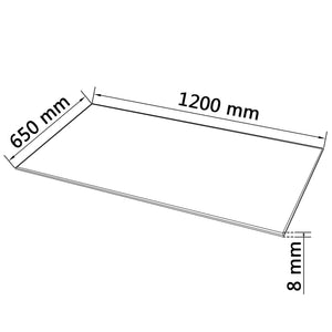 Bordsskiva härdat glas rektangulär 1200x650 mm