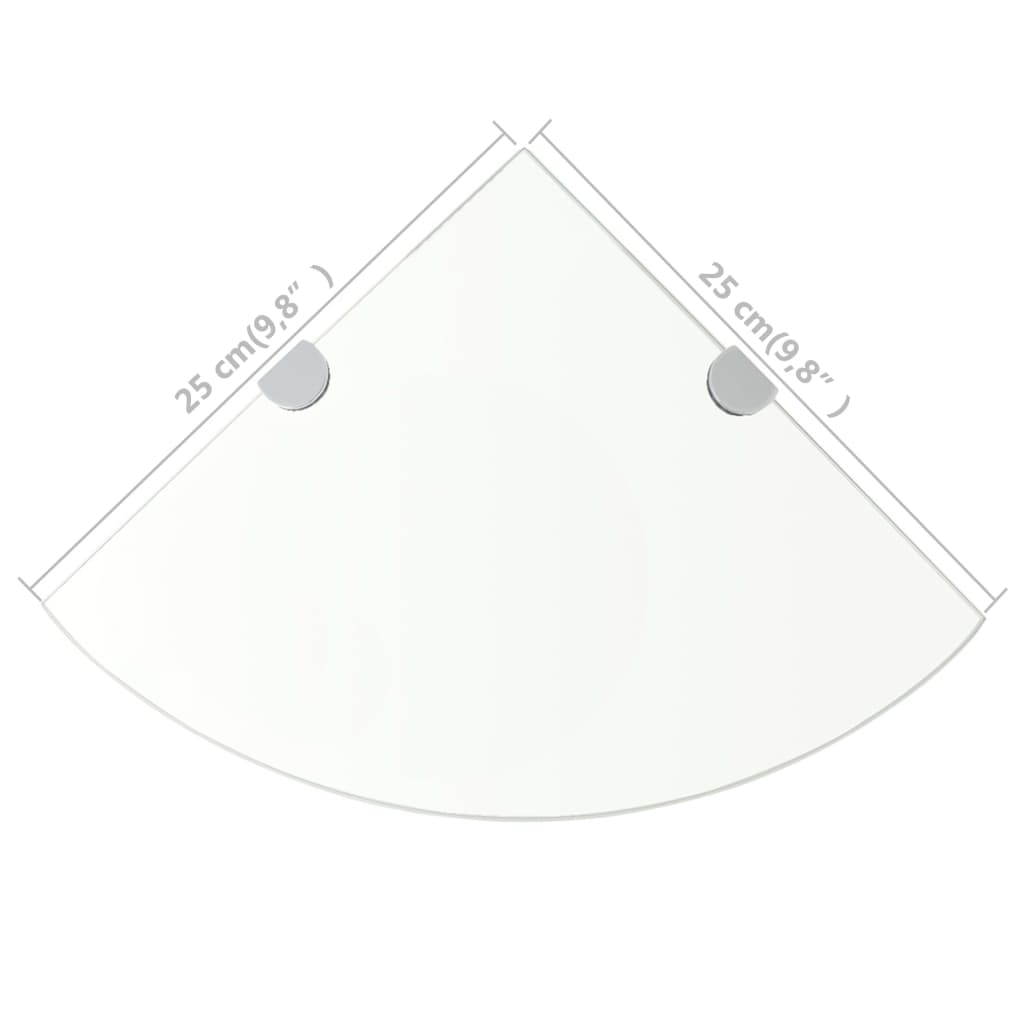 Hörnhylla med förkromade hyllkonsoler glas genomskinlig 25x25cm