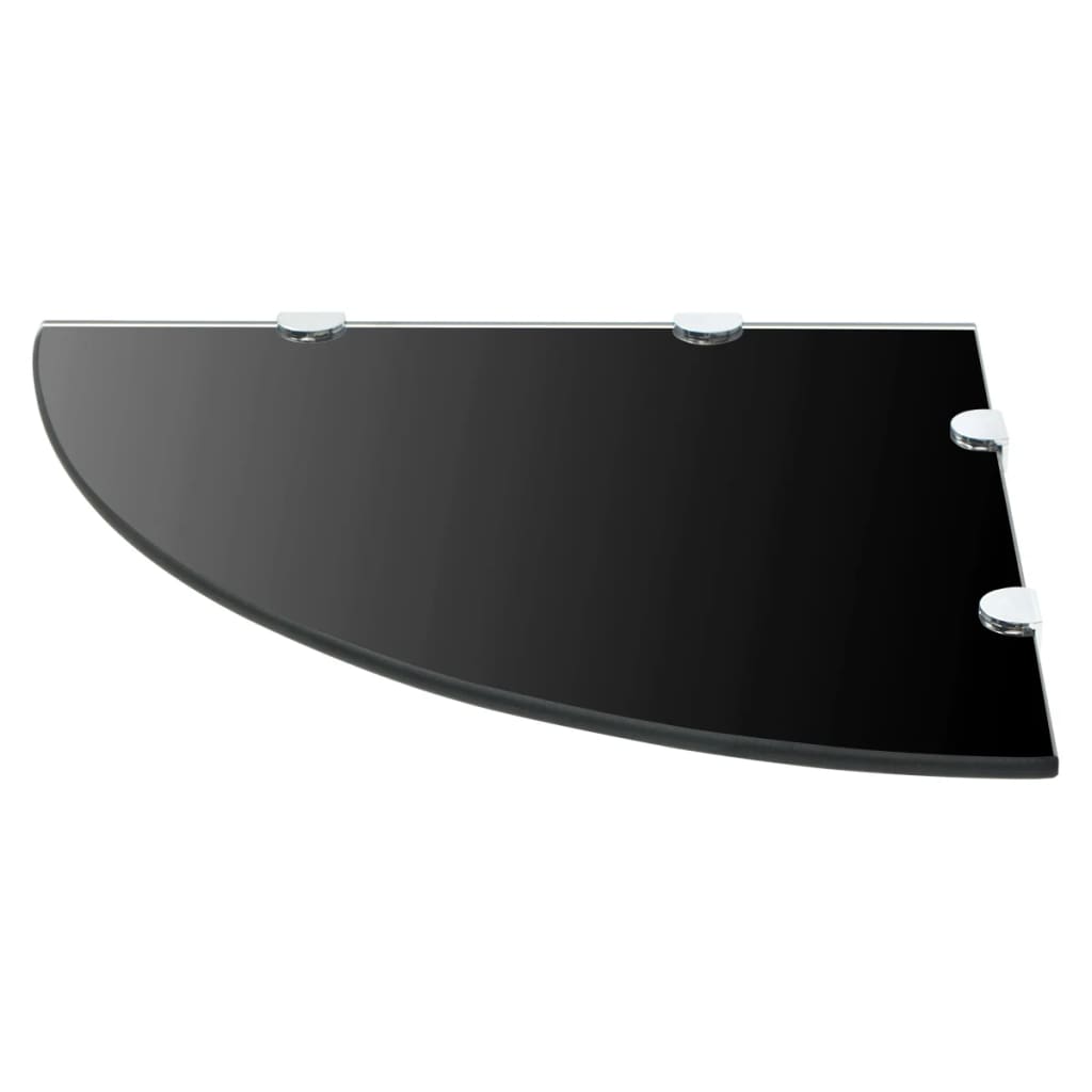 Hörnhylla glas med förkromade hyllkonsoler svart 45x45 cm