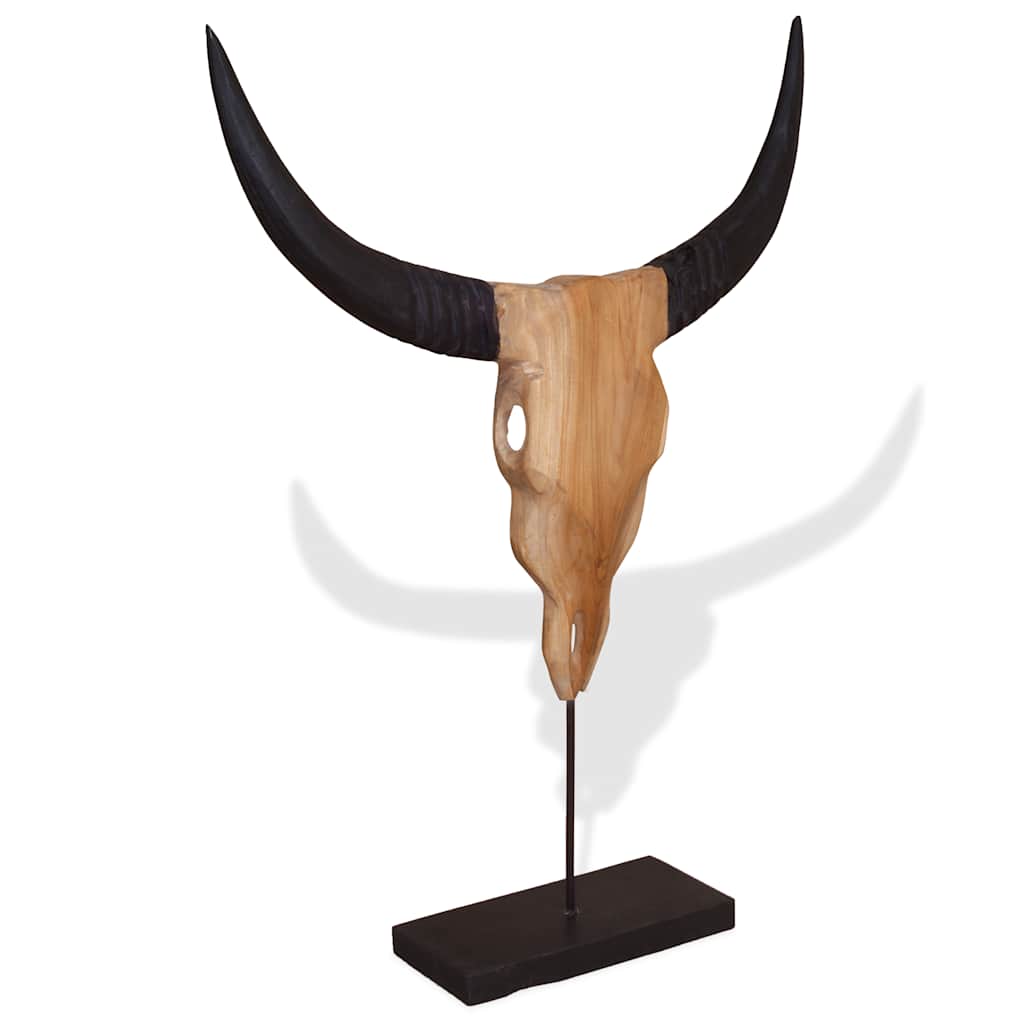 Tjurskalleskulptur teak 66x15x88 cm