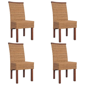 Matstolar 4 st brun äkta rotting