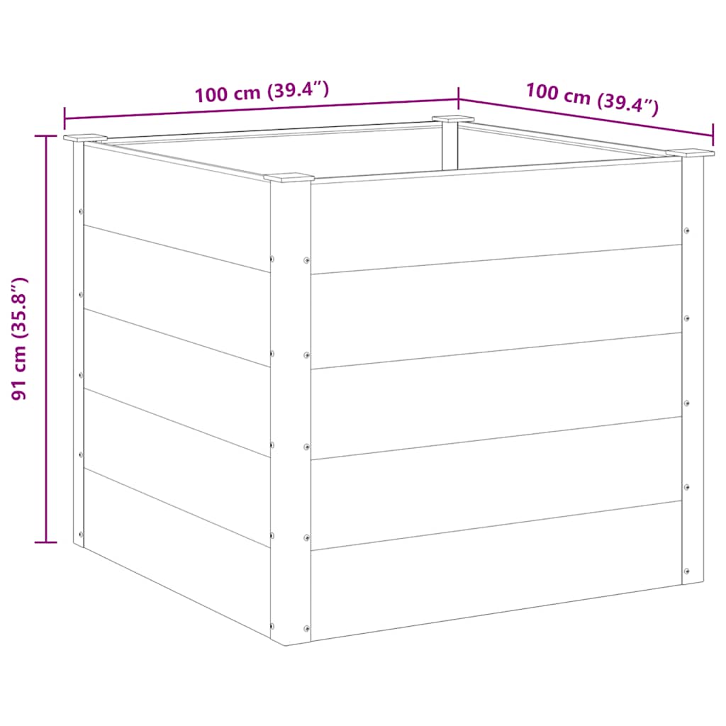 Odlingslåda upphöjd WPC 100x100x91 cm grå