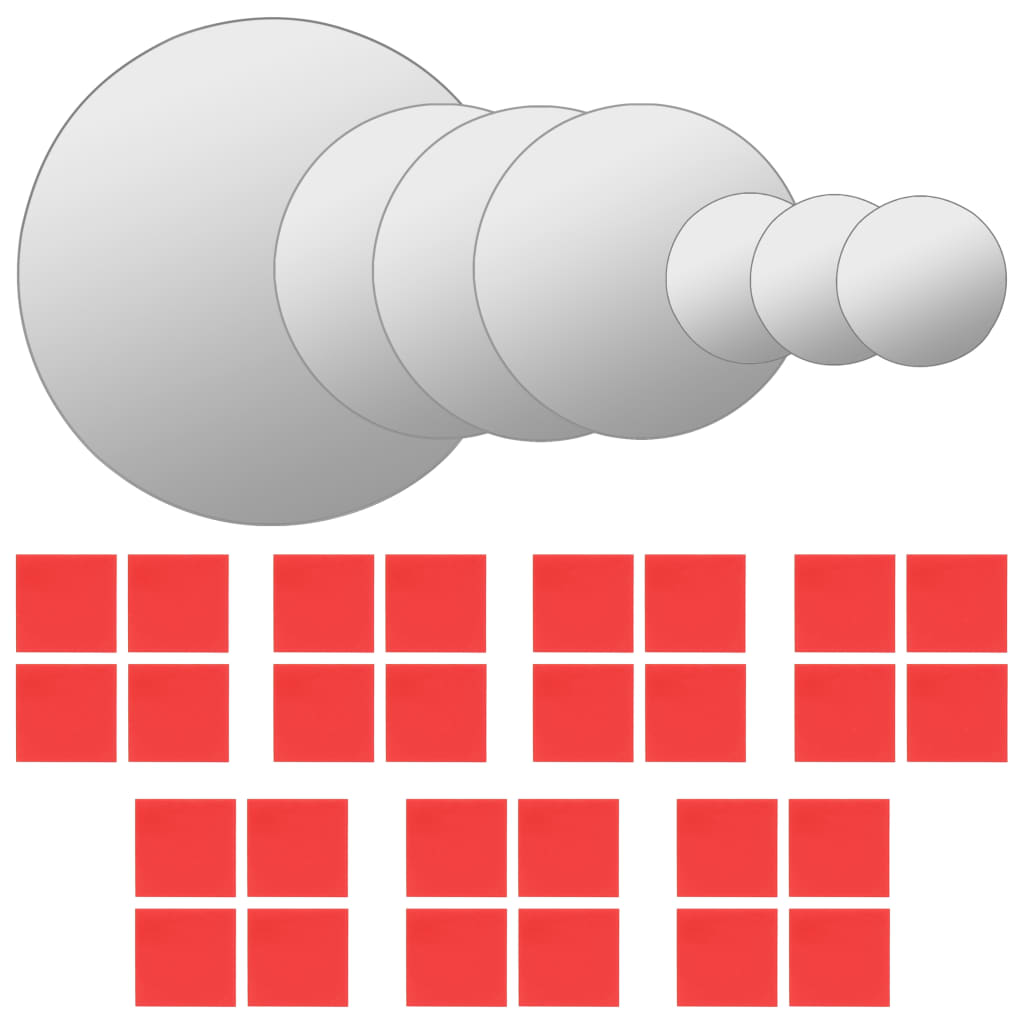 Väggspeglar 7 st rund glas