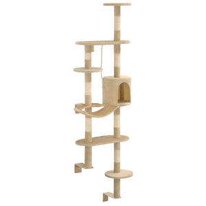 Katträd väggmonterat med klöspelare i sisal 194 cm beige