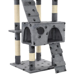 Katträd med klöspelare i sisal 170 cm tassavtryck grå