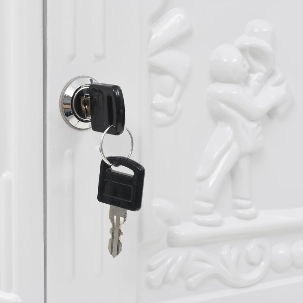 Postlåda på stolpe vintage stil rostfri aluminium vit