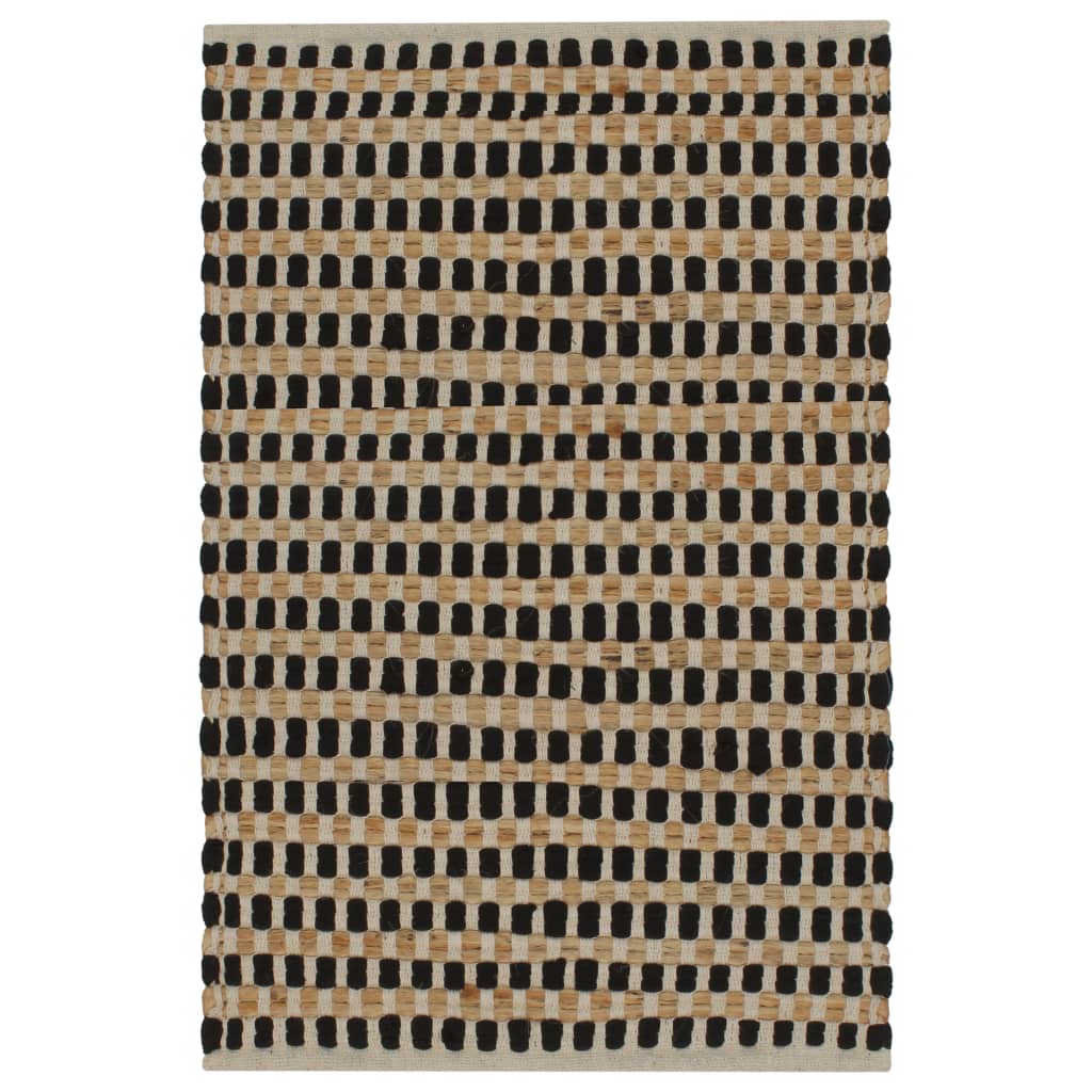 Badrumsmattor handvävd jute beige och svart