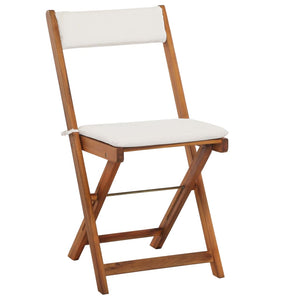 Hopfällbart caféset med dynor 3 delar massivt akaciaträ