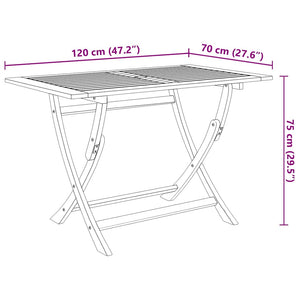 Hopfällbar matgrupp för trädgården 5 delar massivt akaciaträ