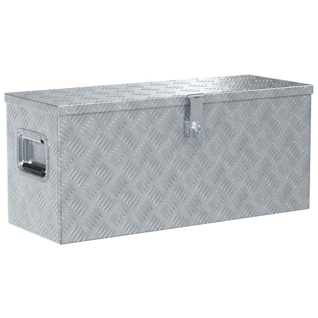 Förvaringslåda aluminium 80x30x35 cm silver