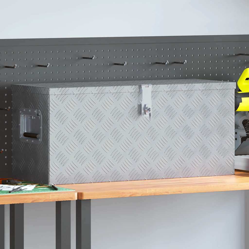 Förvaringslåda aluminium 80x30x35 cm silver
