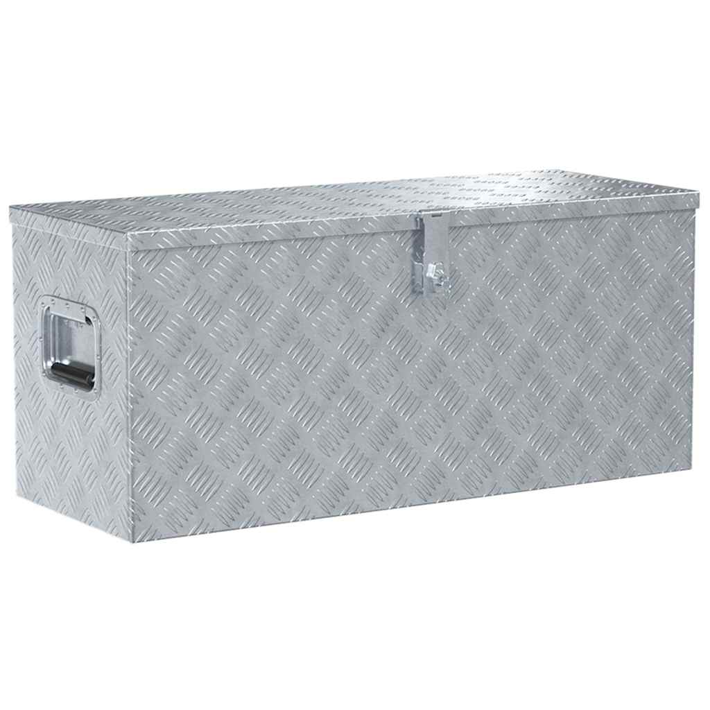 Förvaringslåda aluminium 90,5x35x40 cm silver