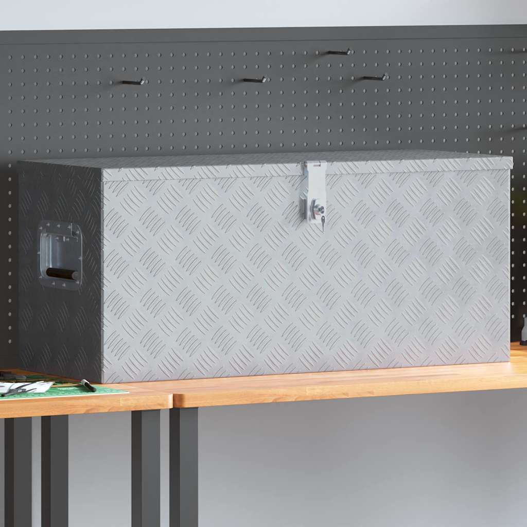 Förvaringslåda aluminium 90,5x35x40 cm silver