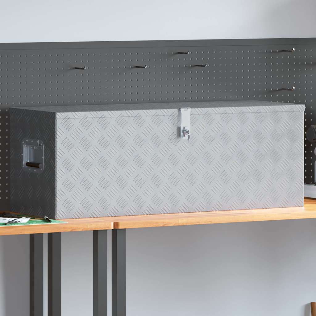 Förvaringslåda aluminium 110,5x38,5x40 cm silver