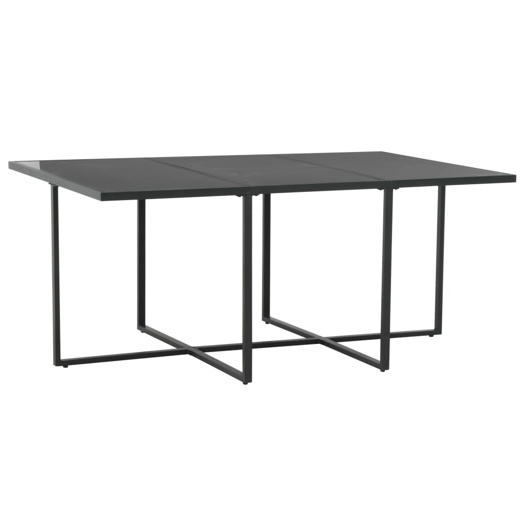 Matgrupp för trädgården med dynor 7 delar konstrotting svart