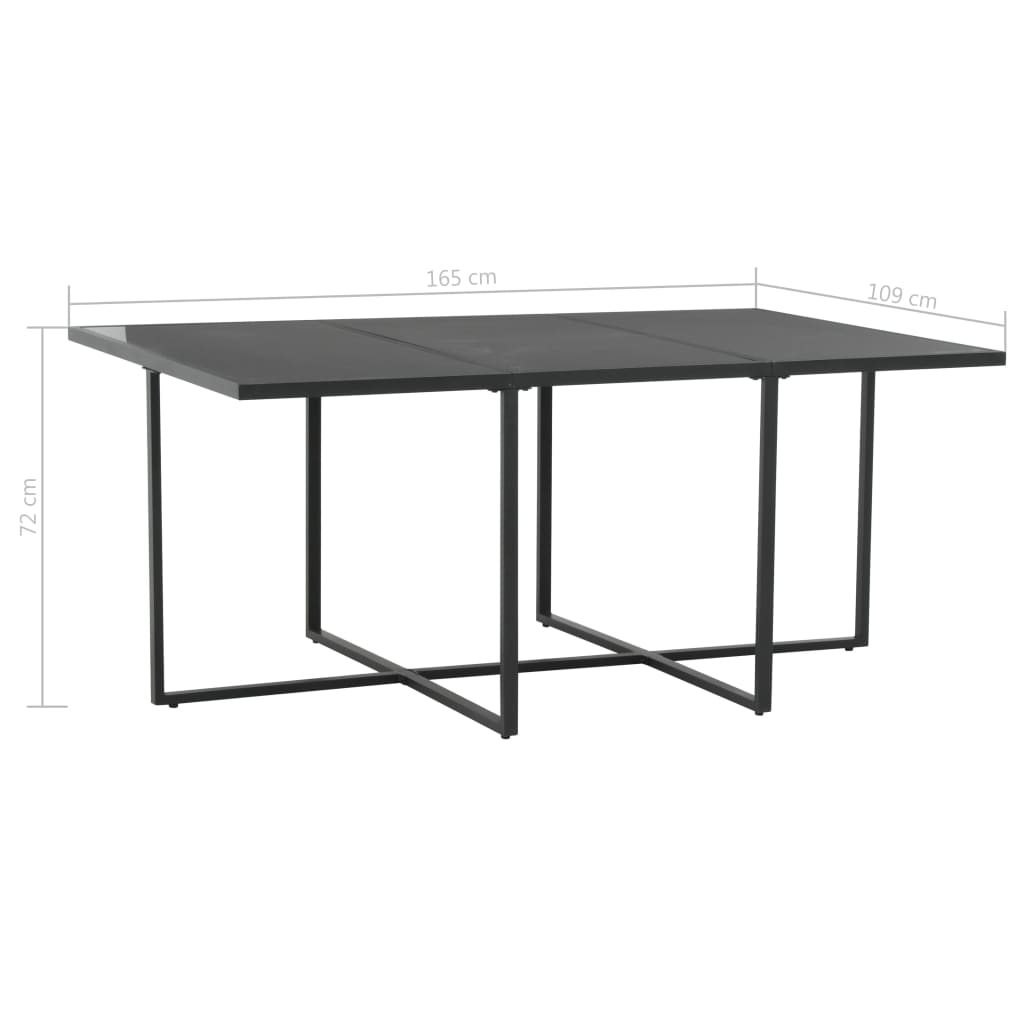 Matgrupp för trädgården med dynor 7 delar konstrotting svart