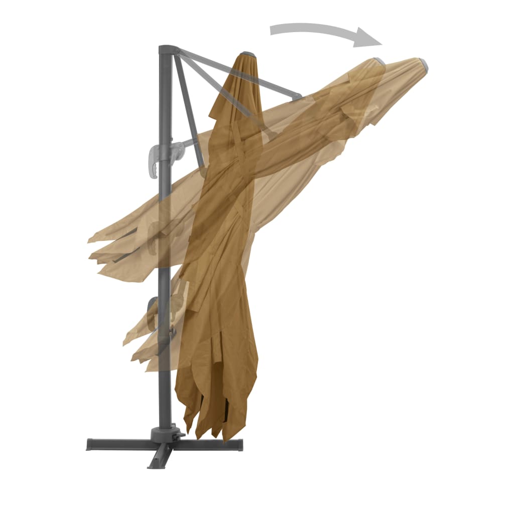 Fribärande trädgårdsparasoll med aluminiumstång 400x300 cm taupe