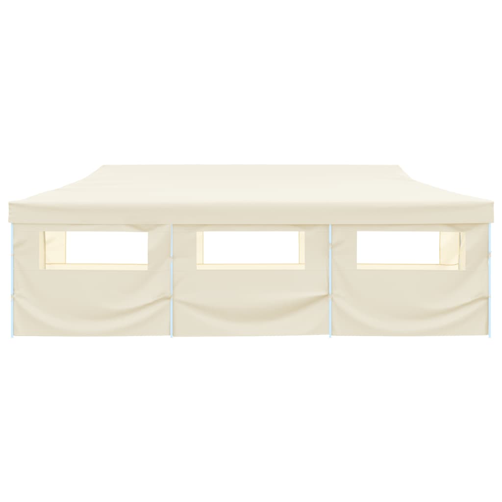 Pop-Up hopfällbart partytält med 8 sidoväggar gräddvit 870x291x315 cm