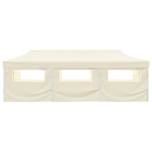 Pop-Up hopfällbart partytält med 8 sidoväggar gräddvit 870x291x315 cm