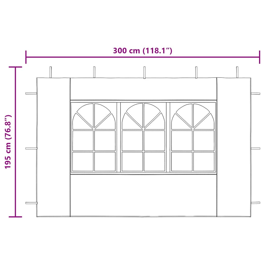 Sidoväggar till partytält 2 st med fönster PE antracit