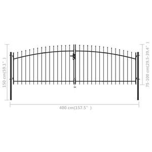 Dubbelgrind med spjut-toppar 400x150 cm
