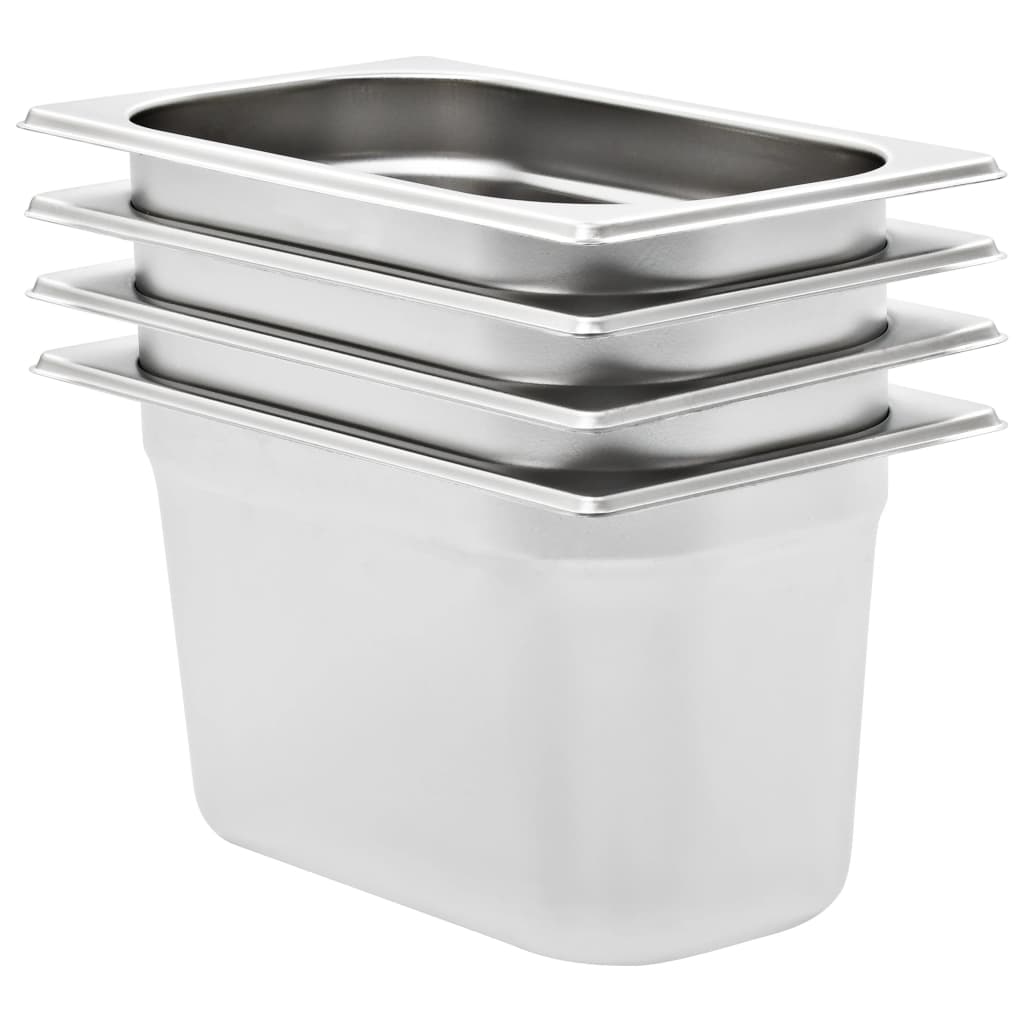Gastronormkantiner 4 st GN 1/4 150 mm rostfritt stål