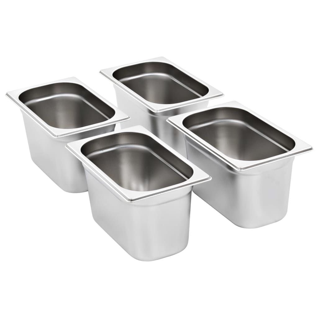 Gastronormkantiner 4 st GN 1/4 150 mm rostfritt stål