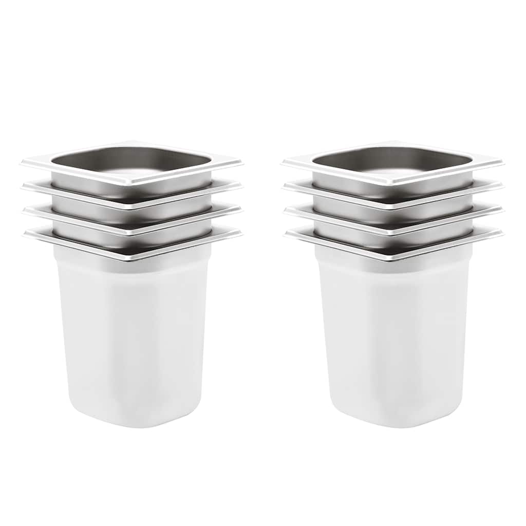 Gastronormkantiner 8 st GN 1/6 200 mm rostfritt stål