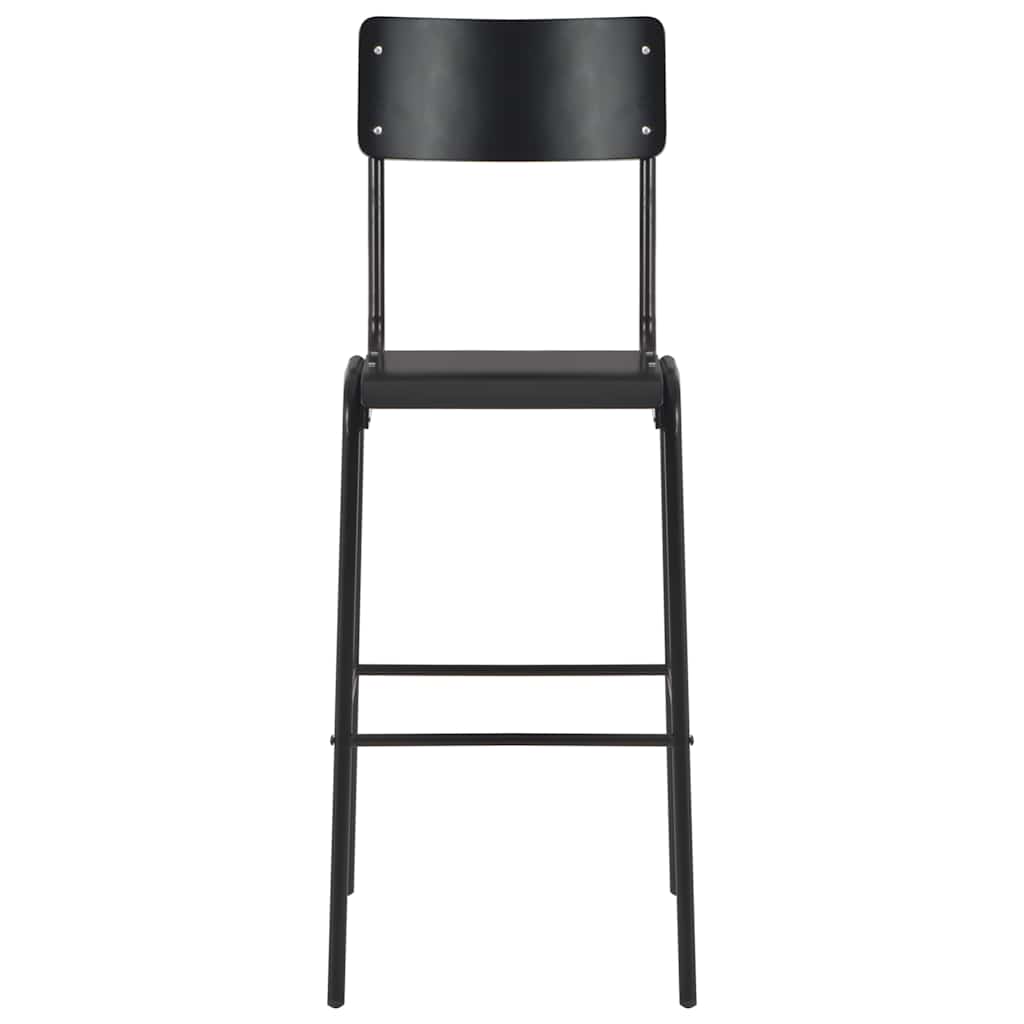 Barstolar 2 st massiv plywood stål svart