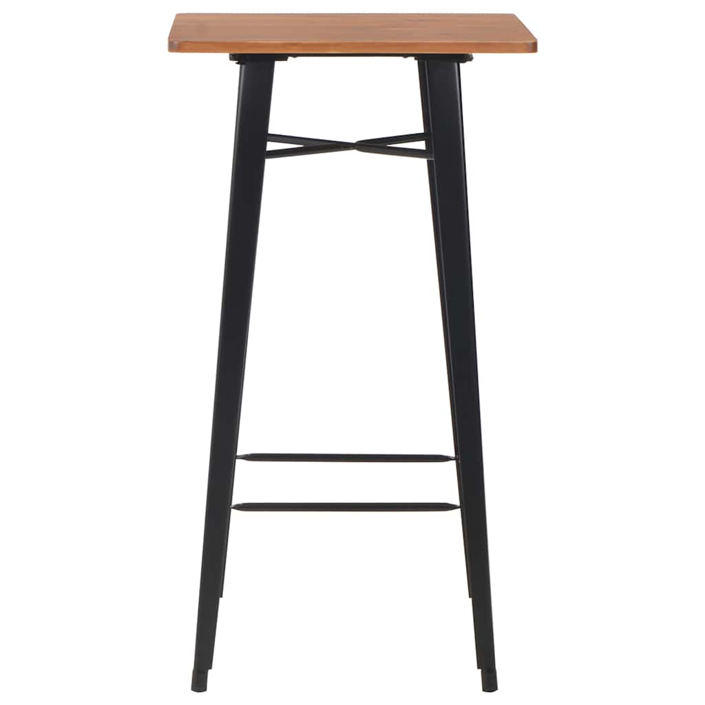 Barbord 60x60x108 cm massiv furu stål svart