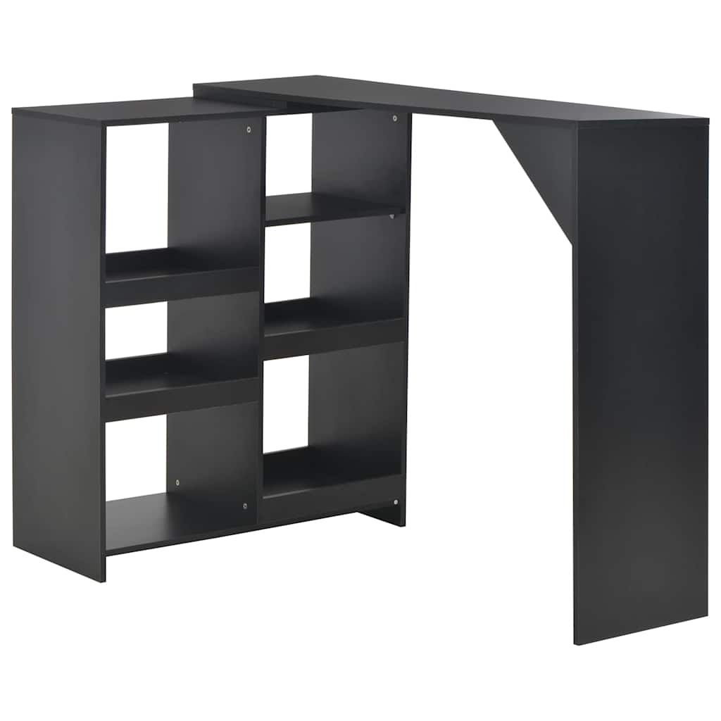 Barbord med flyttbar hylla svart 138x39x110 cm
