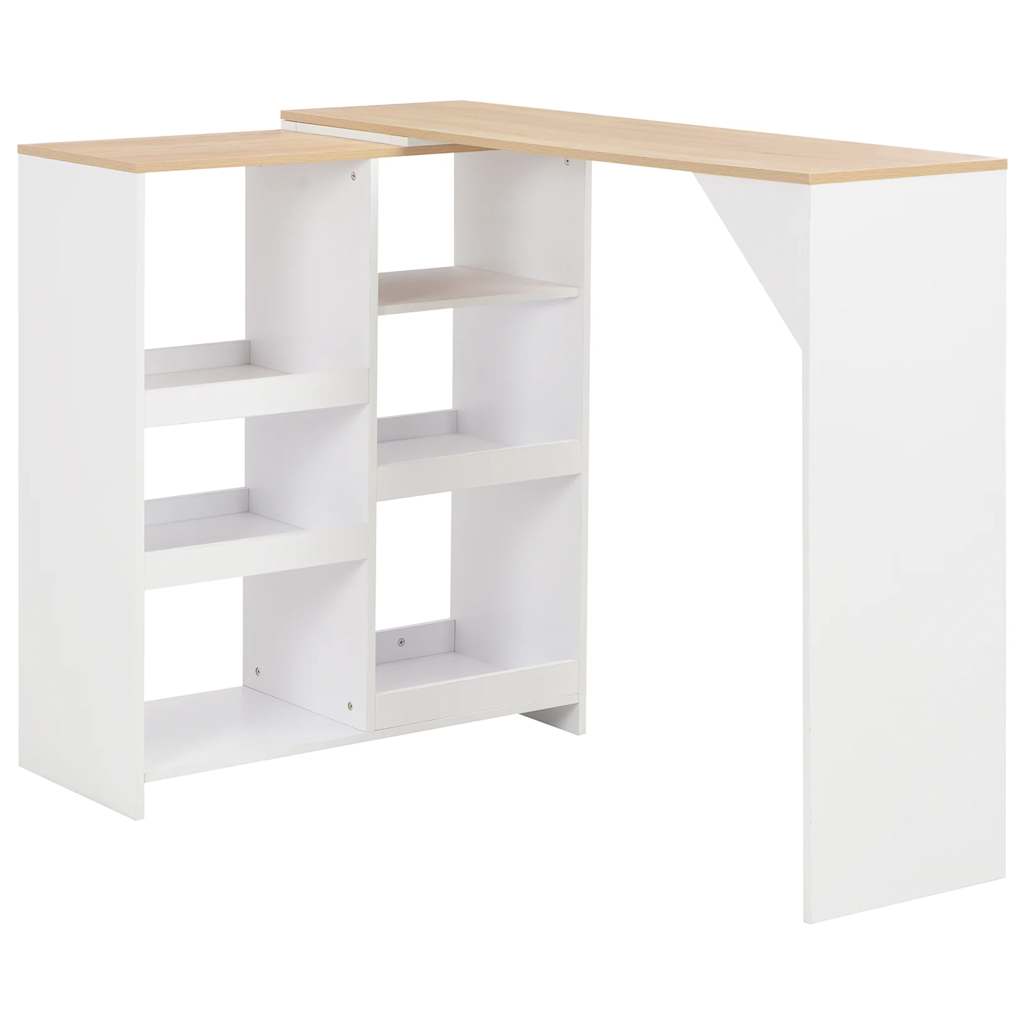 Barbord med flyttbar hylla vit 138x39x110 cm
