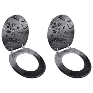 Toalettsitsar med lock 2 st MDF vatten