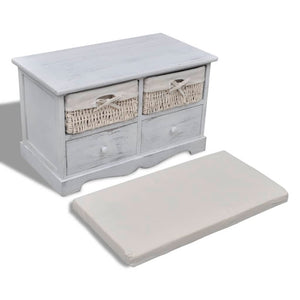 Hallbänk vit 62x33x42 cm paulownia