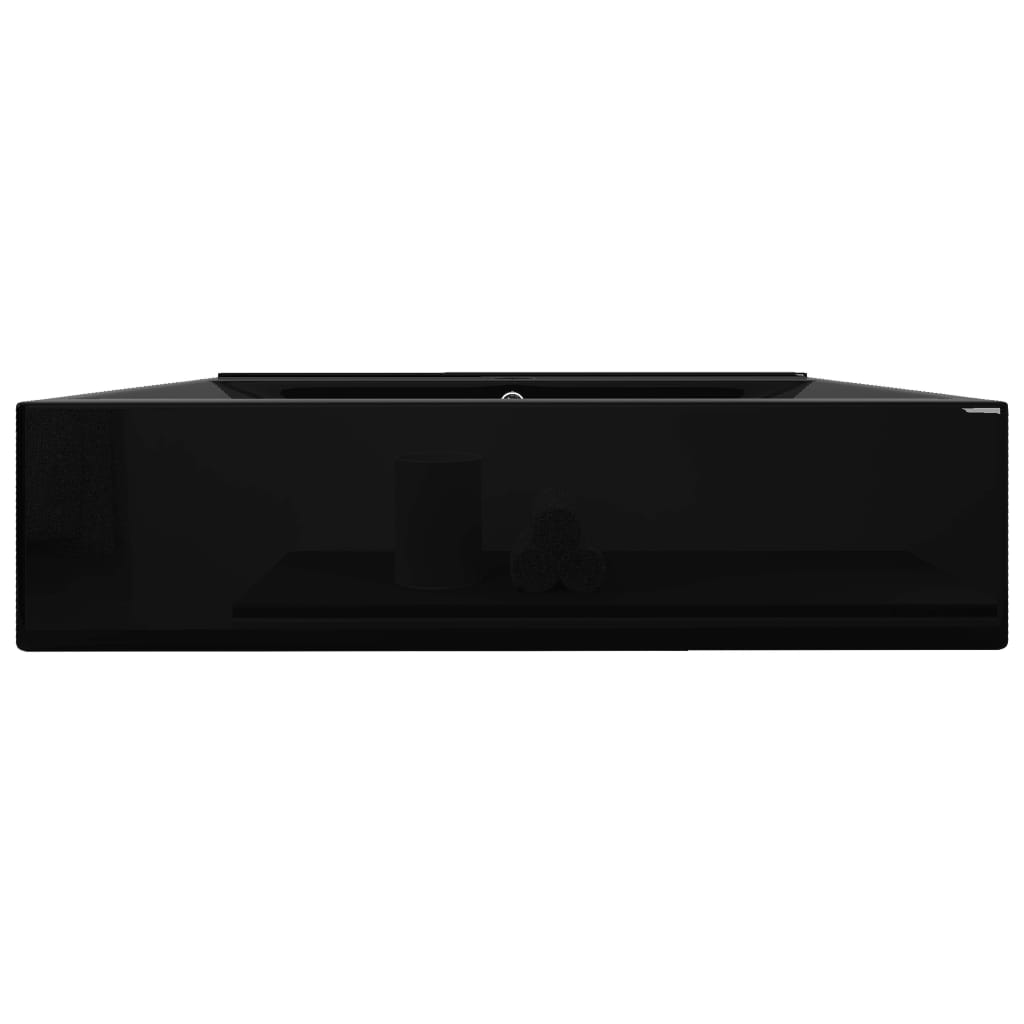 Lyxigt keramisk fyrkantig handfat med kranhål svart 60 x 46 cm