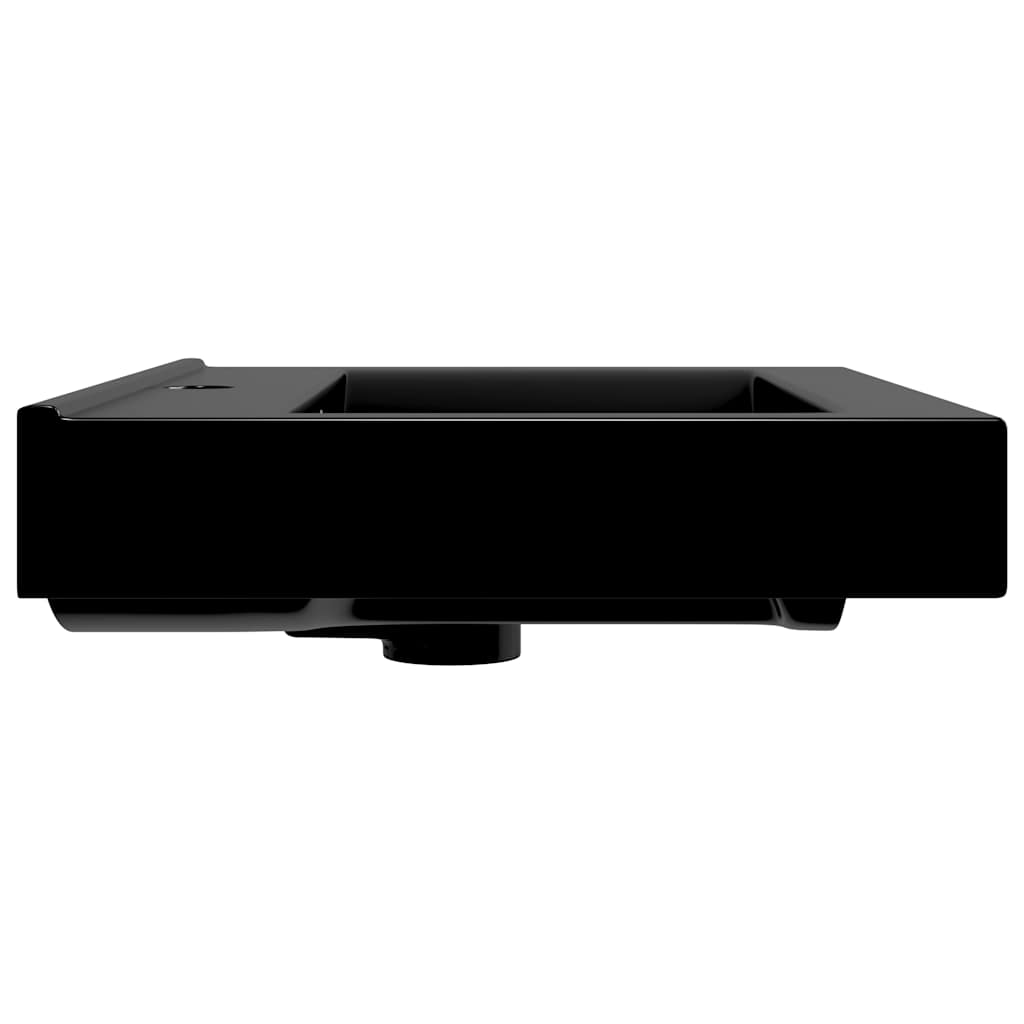 Lyxigt keramisk fyrkantig handfat med kranhål svart 60 x 46 cm