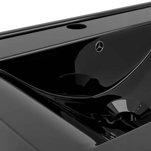 Lyxigt keramisk fyrkantig handfat med kranhål svart 60 x 46 cm