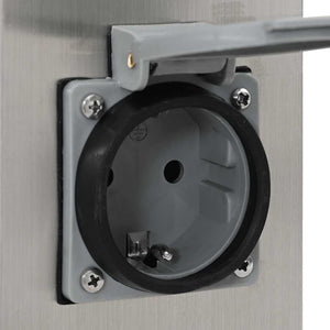 Pelare i rostfritt stål med utomhusuttag och timer