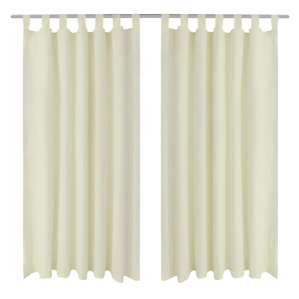 2-pack gardiner med öglor i gräddvit microsatin 140 x 245 cm
