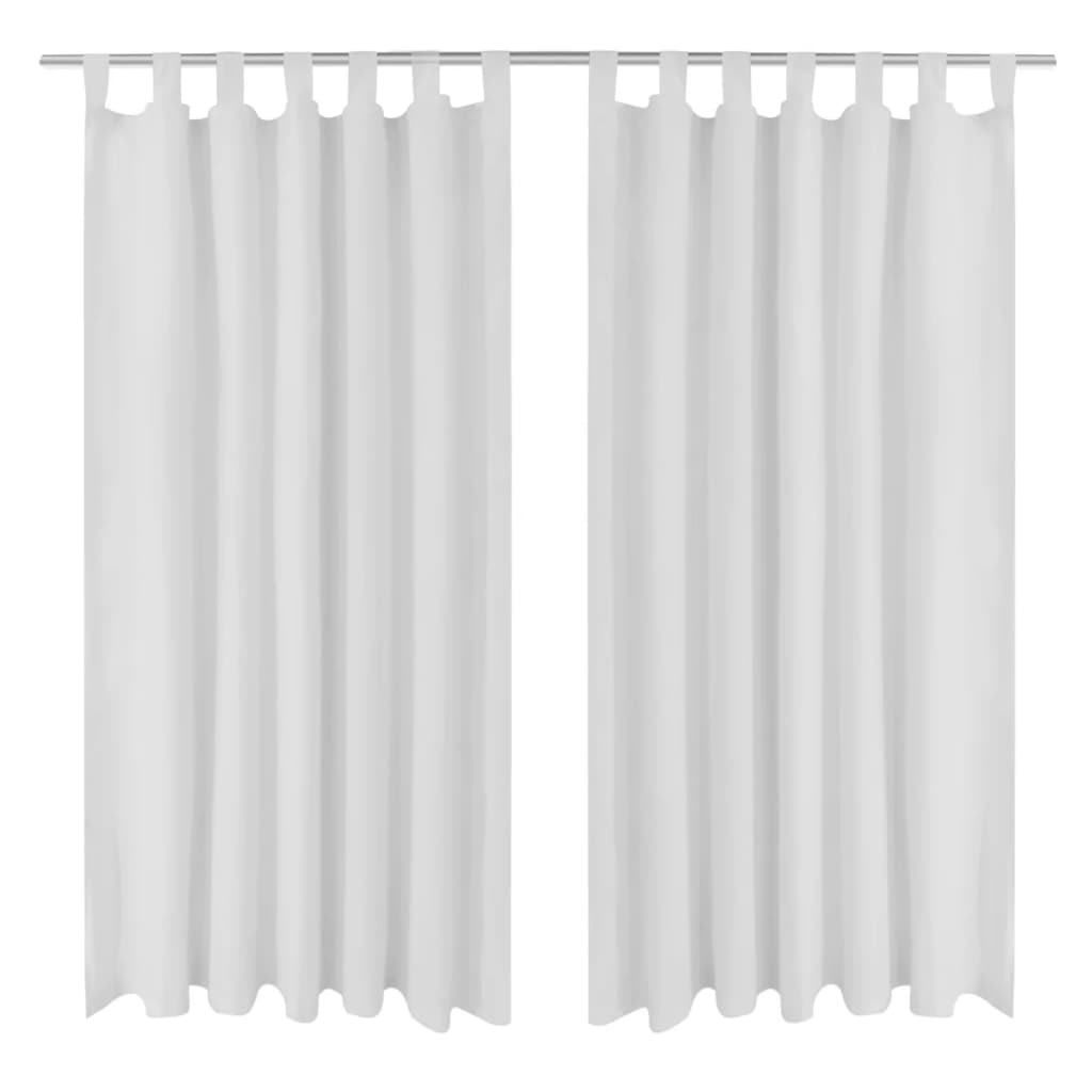 2-pack gardiner med öglor i vit microsatin 140 x 175 cm