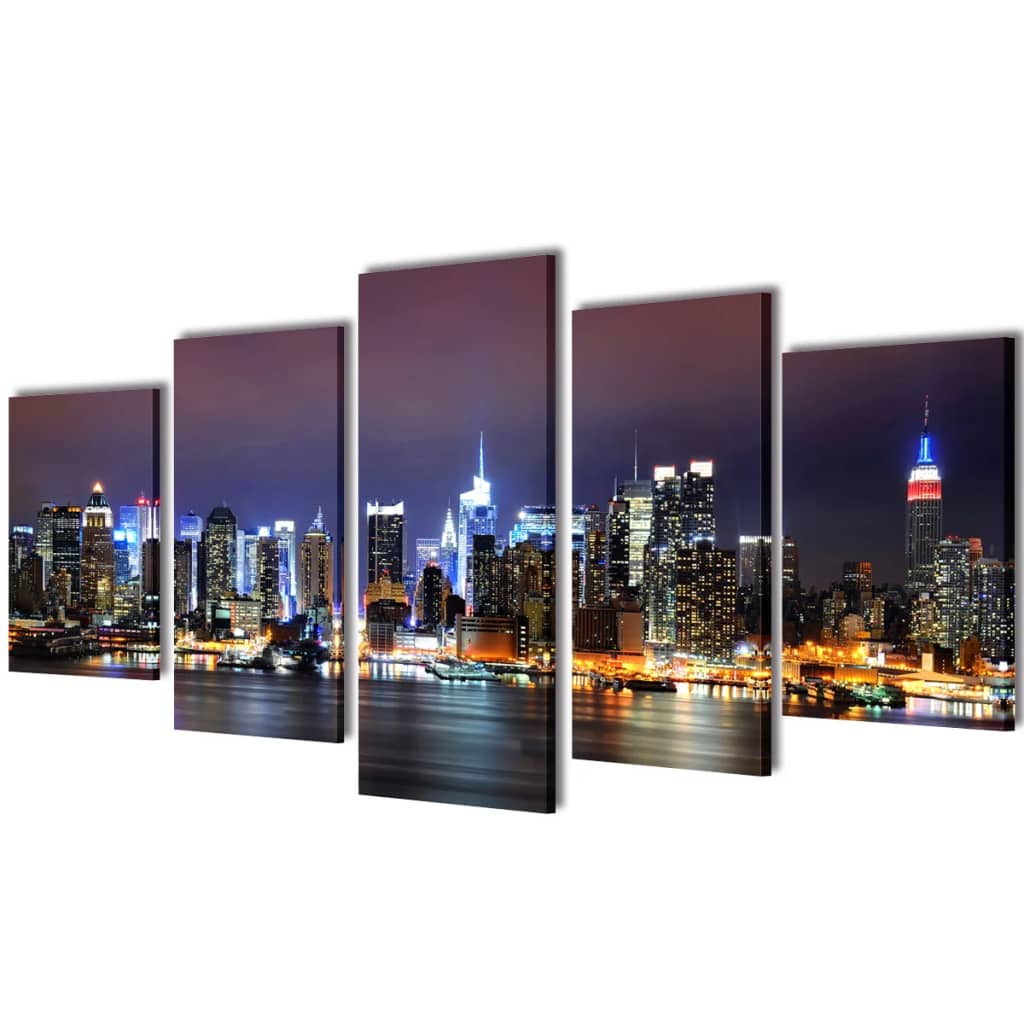 Canvastavlor set om 5 New York Skyline 100 x 50 cm
