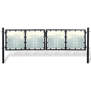 Svart staketgrind med enkel dörr 300x75 cm