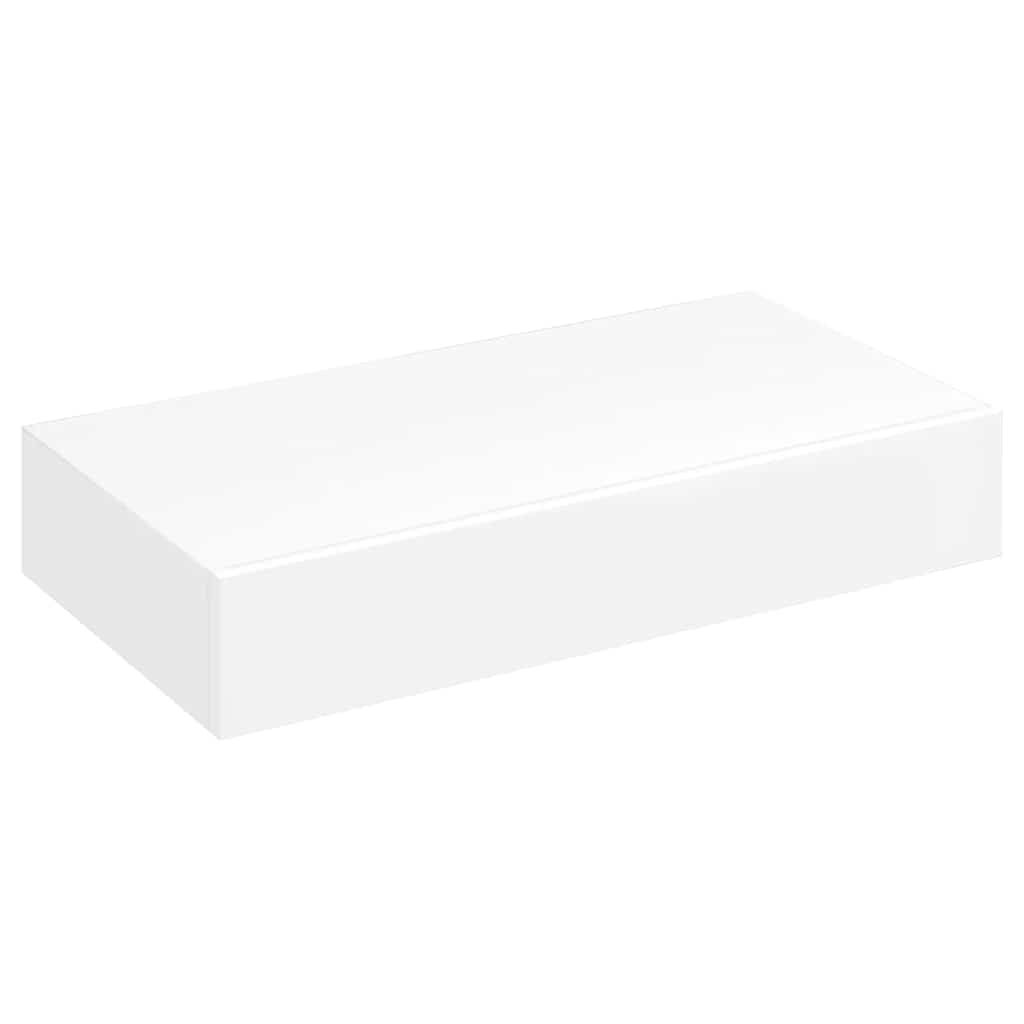 Flytande vägghylla med 1 låda MDF vit