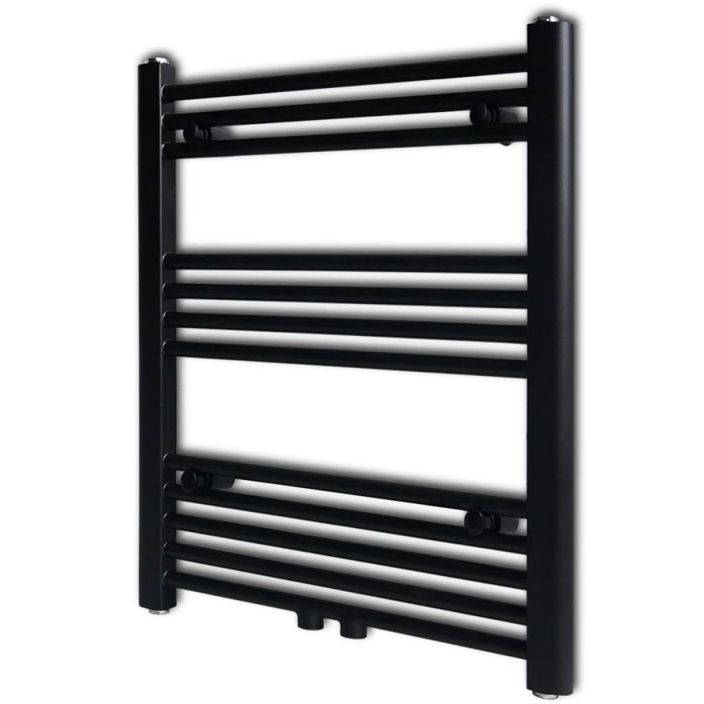 Handdukstork centralvärme element rak 600 x 764 mm svart