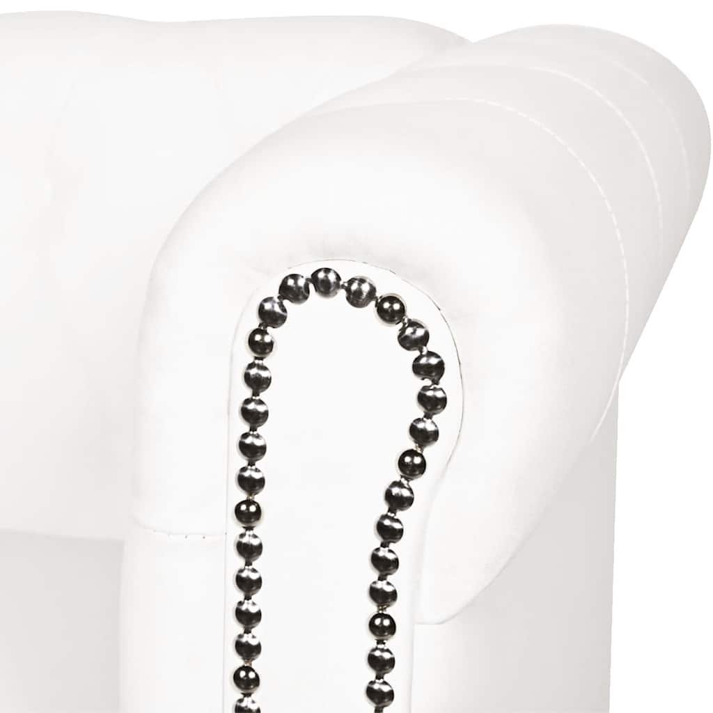 Chesterfield 3-sits konstläder vit